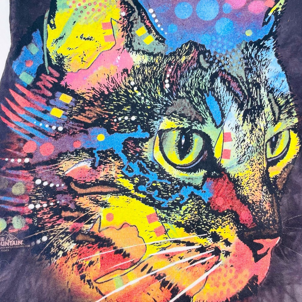 The Mountain Psychedelic Cat Shirt M The Mountain tag Kitty Tie Dye Made in USA